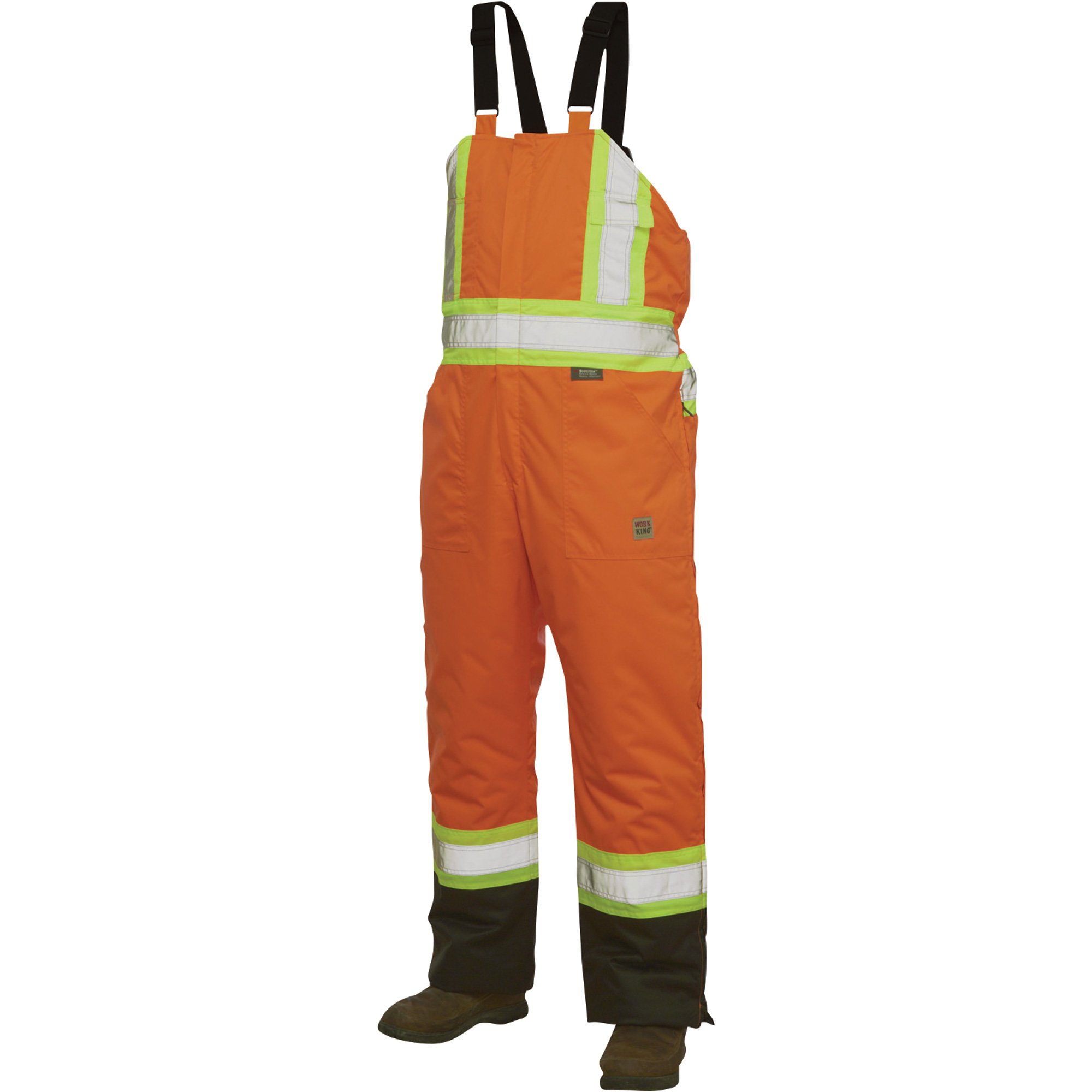 Work King Class 2 High-Visibility Lined Bib Overall — Orange, XL, Model# S79811